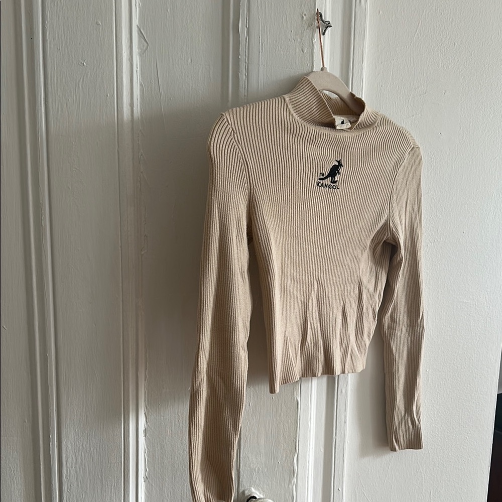 Kangol Light Tan Ribbed Knit Top - Picture 3 of 4